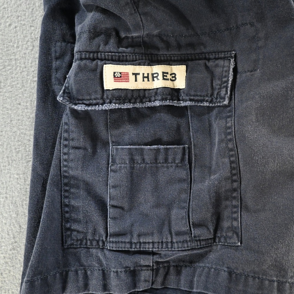 THRE3 Mens Cargo Shorts Size 38 Navy Blue 100%‎ Cotton Casual 232507M2 - Picture 3 of 10